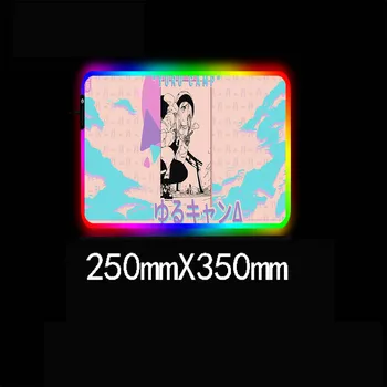 Anime Yuru Camp kalendarz Duża podkładka pod mysz RGB miła dziewczyna podkładka pod mysz XXL laptop biuro PC gry akcesoria LED USB podkładka pod mysz