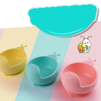 Antidrop Sucker Design Baby Bowl żywności silikon kreskówka ślimak suplement diety miska do karmienia niemowląt, naczynia plac naczynia
