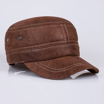 Aorice nowa skóra naturalna czapka z daszkiem męskie kapelusze i czapki wypoczynek moda jednolity kolor brązowy, czarny, tato kapelusz jakość marki HL019