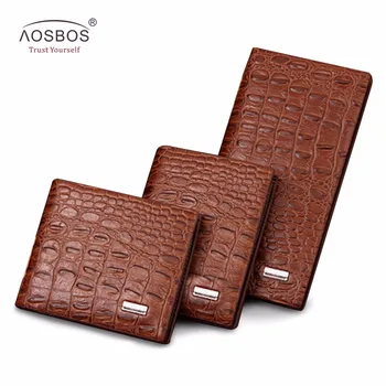 Aosbos mężczyźni długi portfel Krokodyl wysokiej jakości sztuczna skóra portfele miękki koreański styl sprzęgła posiadacze kart wielofunkcyjne torebki