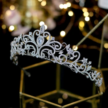 ASNORA Classic Love European Zirconia Bridal Tiara Crystal Crown Plated suknia ślubna z dodatkami do włosów panny młodej