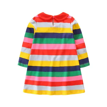 Baby girls rainbow dress new cotton long sleeve children clothes jesienne casual sukienki na ubrania dla dzieci sukienki dla dziewczynek