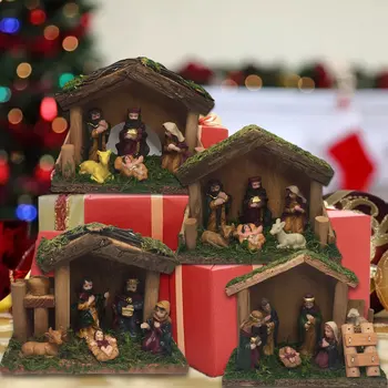 Baby Jesus Christmas Crib figurki figurka Świąt scena wystrój religijne uwielbienie i święta świąteczna klasyka piękna