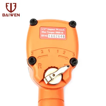 BAIWEN Pneumatic Impact Wrench Auto Spanner Key Professional Double Ring Air Tool Auto Repair Tools Wrench MaxTorque 500ft/lb