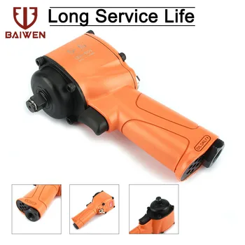 BAIWEN Pneumatic Impact Wrench Auto Spanner Key Professional Double Ring Air Tool Auto Repair Tools Wrench MaxTorque 500ft/lb