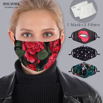 Bawełniana Kwiat ekologiczna maska do twarzy z filtrem моющаяся Maska regulowane paski damskie maska do jamy ustnej, grypa wiatroszczelna anty usta-муфель