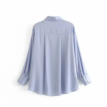 Bella philosophohy 2019 damska casual koszula w jednolitym kolorze biurowe Lady bluzka z długim rękawem, błyszczący, Satyna vintage kobiecy luźny top
