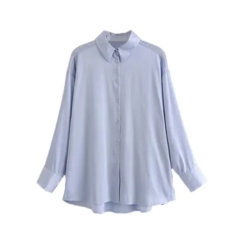 Bella philosophohy 2019 damska casual koszula w jednolitym kolorze biurowe Lady bluzka z długim rękawem, błyszczący, Satyna vintage kobiecy luźny top