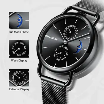 Ben Nevis męskie zegarki najlepsze marki luksusowych zegarków data tydzień wyświetlacz moda faza Księżyca cienka obudowa Hommes kwarc Montres