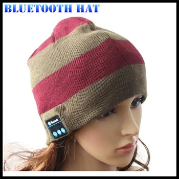 Bezprzewodowy Bluetooth V4.2 Beanie w paski dzianiny czapka zimowa zestaw słuchawkowy głośnik mikrofon Hand-free Music Mp3 głośnik Magic Smart Cap