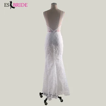 Biała prosta moda koronki koronki Sexy impreza formalne elegancka seksowna sukienka ES2650 suknie wieczorowa