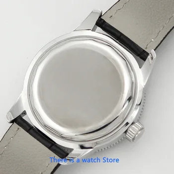 Bliger 46 mm czarna tarcza automatyczne mechaniczne zegarki męskie szkło szafirowe świecące wodoodporny Skórzany pasek zegarki męskie
