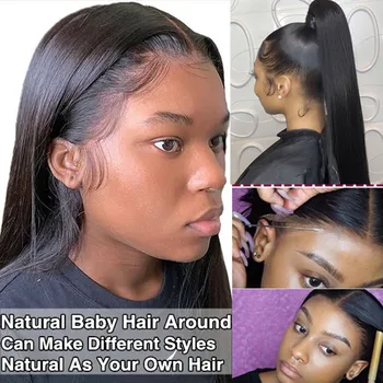 Bling hair 28 30 Long Inch bezpośrednie koronki przednie peruki z ludzkich włosów Dla kobiet brazylijski Remy 4x4 5x5 6x6 zamknięcie wig wstępnie щипаный peruka