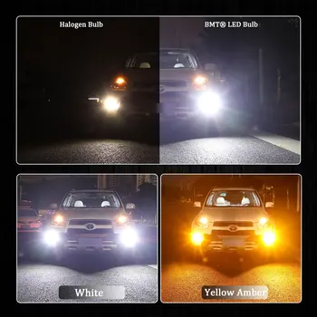 BMTxms 2Pcs H16(EU) 5202 PS19W LED PSX24W LED żarówki do samochodu LED światła przeciwmgielne światła do jazdy dziennej DRL biały bursztyn akcesoria samochodowe