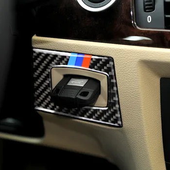 BMW E90 E95 3 Series 2005-2012 Carbon Fiber wnętrza samochodu przełącznik zapłonu przycisk stop silnika dziurka pierścień pokrywa naklejka