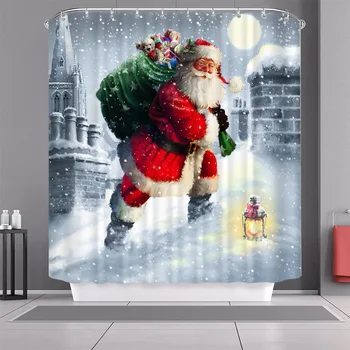 Boże narodzenie Santa Claus Bałwan drukowanie 3D prysznicem kurtyna łazienka, zestaw z wodoodporną szydełku prysznicem kurtyna kreskówka dzieci afrykańskie śmieszne