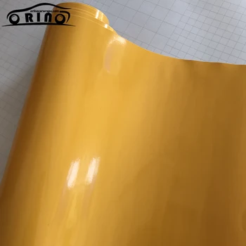 Błyszczący Żółty winyl, folia PCV klej DIY stylizacja błyszczący do pakowania, folia do maski samochodu dachu skutera motocykla do pakowania nalepka
