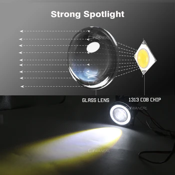 Cawanerl do Citroen C-Elysee 2012-2018 Car H11 COB LED światła przeciwmgielne Angel Eye stawek zawieszenia lampa DRL 30W 3000LM 12V 2 szt.