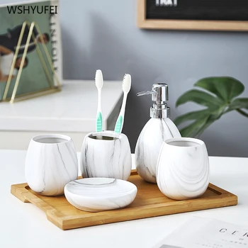 Ceramiczne imitacja drewna ziarna akcesoria łazienkowe zestaw detergentów płukanie szklanki mydła, szczoteczki do zębów przedmioty gospodarstwa domowego prezenty