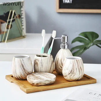 Ceramiczne imitacja drewna ziarna akcesoria łazienkowe zestaw detergentów płukanie szklanki mydła, szczoteczki do zębów przedmioty gospodarstwa domowego prezenty