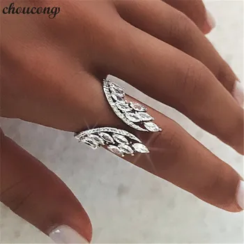 Choucong damskie Skrzydła Anioła pierścień 925 srebro AAAAA Cyrkon cz zaręczynowy pierścionek zaręczynowy pierścionki dla kobiet palec biżuteria prezent
