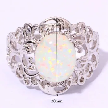 CiNily posrebrzane utworzony Biały Ognisty opal Hurtownia moda dla kobiet biżuteria prezent zaręczynowy pierścionek rozmiar 5-12 OJ6729