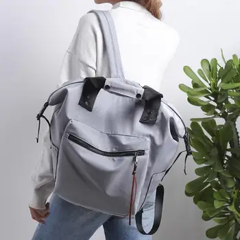 Codzienny Nylon Wodoodporny Plecak Damski Moda Dużej Pojemności Podróży Laptop Plecak Proste Torby Szkolne Jednolity Kolor Rezerwuj Torby 2020