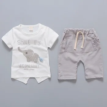COOTELILI Cute Elephant Toddler Girls Boys Summer Clothing Kids Clothes Set Summer Baby Boy t-shirt + spodenki bawełniane stroje