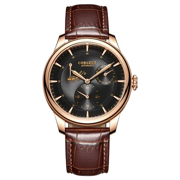 Corgeut 40 mm męskie zegarki top marki ze stali nierdzewnej zasięg zegarek skóra automatyczny zegarek mechaniczny
