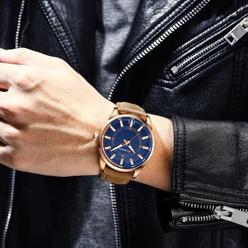 CURREN Brand Fashion skóra naturalna mężczyzna zegarka wojskowe wodoodporny zegarek kwarcowy męski zegarek sportowy chronograf zegarek męski zegarek