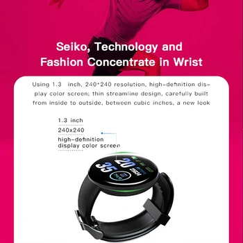 D18 Smart Watch Mężczyźni Kobiety inteligentne bransoletka rytmu serca monitor ciśnienia krwi Sport wodoodporny zegarek Smartwatch for IOS Android