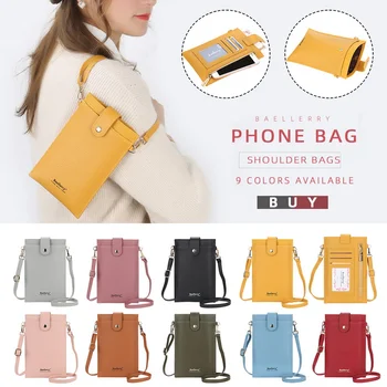 Damska torba na ramię portfele jednolity kolor skórzany pasek na ramię torba na telefon komórkowy torba posiadacze kart portfel portfele Crossbody bag dla dziewczyn