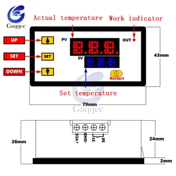 DC 5V 12V 24V AC 200V -60~500℃ cyfrowy led przełącznik kontroli wysokiej temperatury termostat wysoki termometr K-typ termopary
