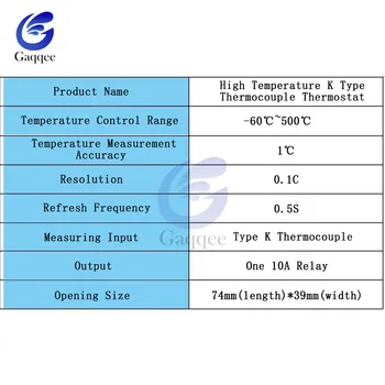 DC 5V 12V 24V AC 200V -60~500℃ cyfrowy led przełącznik kontroli wysokiej temperatury termostat wysoki termometr K-typ termopary