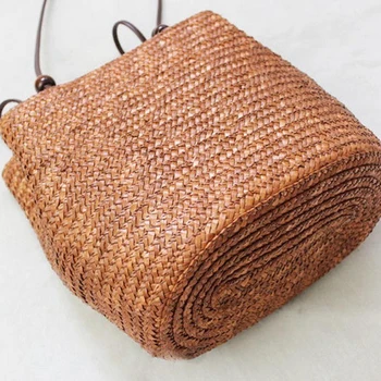 DCOS-dzianiny Słomkowy letnia torba Boho moda torebki damskie, paski, torby na ramię torba plażowa duża torba(brązowy)