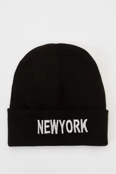 DeFacto Winter Woman Berets New York wyszywane dzianina Czapka ciepła czapka moda nowy sezon-R7532AZ20WN