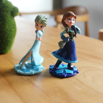 DISNEY 2 szt./kpl. Q Posket Frozen Queen Elsa Anna figure Toys lalka PVC anime lalki figurki kolekcjonerskiej model zabawki dla dzieci