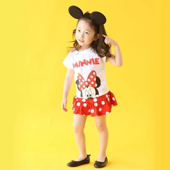 Disney Baby Girls Clothing Minnie Set Mickey Boys Summer Clothes New Fashion Store Active Unisex Kid Clothes Cartoon Clothes