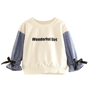 Dla dzieci topy 2020 jesień/zima 2-12Y dziewczynka ładny t-shirt z długim rękawem uczennica koszula koreańska dziewczyna paski z dzianiny dla dzieci top
