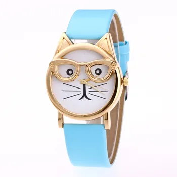 Dla dzieci zegar kot nosić okulary dziecięce zegarki dzieci Leopard design zegarek prezent na urodziny student chłopiec dziewczynka kolorowe zegarki dla dzieci, zegarki