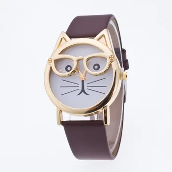 Dla dzieci zegar kot nosić okulary dziecięce zegarki dzieci Leopard design zegarek prezent na urodziny student chłopiec dziewczynka kolorowe zegarki dla dzieci, zegarki