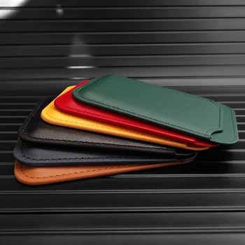 Dla Magsafe torba na karty magnetyczne, karty portfel etui dla iPhone 12 Pro Max Mini Fashion Luxury Leather Card Holder For iPhone 12 Back Clip