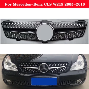 Dla Mercedes-Benz CLS W219 2005-2010 stylizacja samochodu średnia osłona plastik ABS kolor srebrno-czarny przedni zderzak kratka kratka Autocentrum