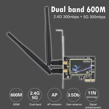 Dual Band 600Mbps PCI-E Wireless Network Card SU-N600 2.4 G/5G Dual Band 600M PCI-E Gigabit Ethernet Desktop Network Card new