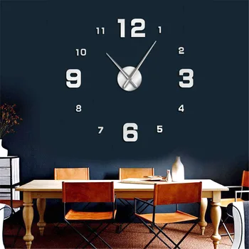 Duże bezramowe DIY zegar ścienny Mute Mirror Number Stickers nowoczesne gigantyczny zegar ścienny Non Tykać do salonu sypialni kuchni