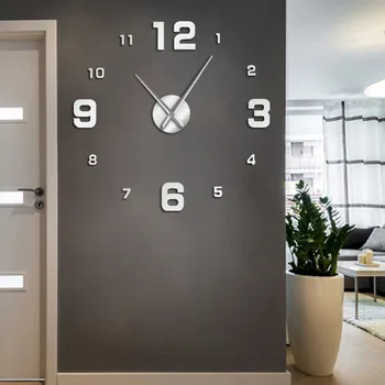 Duże bezramowe DIY zegar ścienny Mute Mirror Number Stickers nowoczesne gigantyczny zegar ścienny Non Tykać do salonu sypialni kuchni