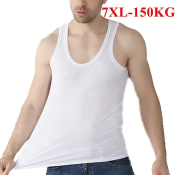 Duży rozmiar 7XL bawełna Męska koszulka jednolity bez rękawów wygodny czarny szary biały męska kamizelka luźny codzienny 5XL 6XL Męska koszulka