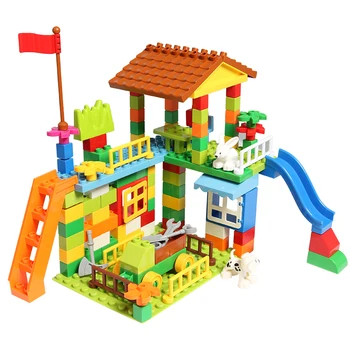 Duży rozmiar marmur Rance bloki kompatybilne Duploed budowa budynku bloku DIY park rozrywki złożenia cegły zabawki dla dzieci