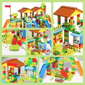 Duży rozmiar marmur Rance bloki kompatybilne Duploed budowa budynku bloku DIY park rozrywki złożenia cegły zabawki dla dzieci