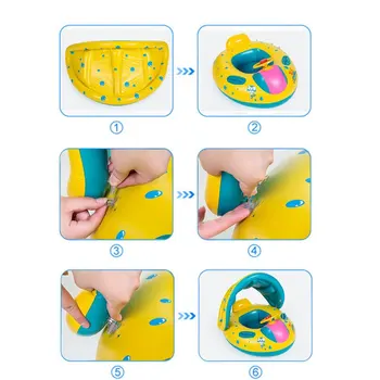 Dzieci dzieci pływają ponton do pływania pierścienie rozwój wody zabawki z parasolem (1-3 lata)